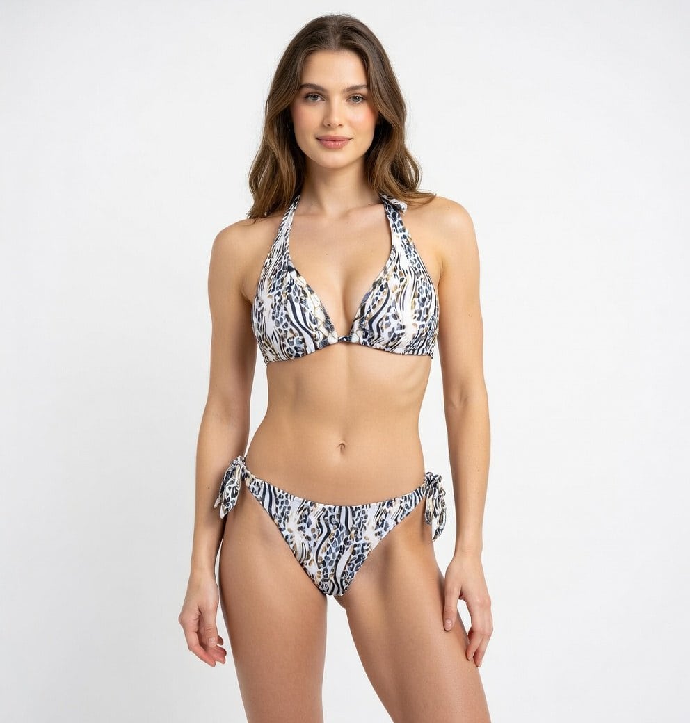 Γυναικείο μαγιό μπικίνι με animal print σχέδιο - Front View